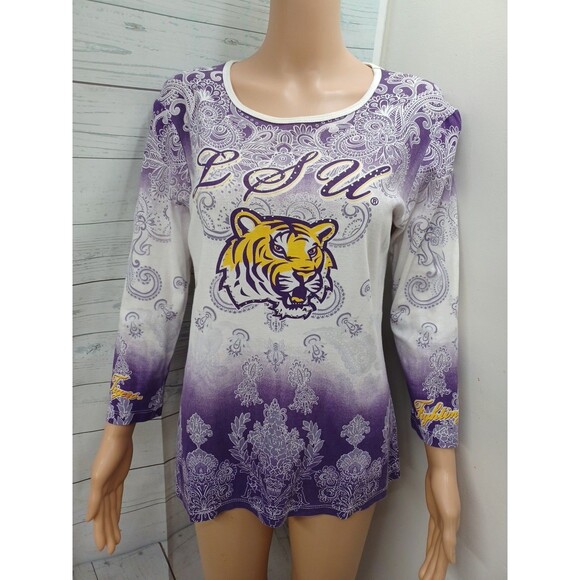 P. Michael LSU Tigers Womens Shirt Sz M Purple Football - Picture 1 of 9